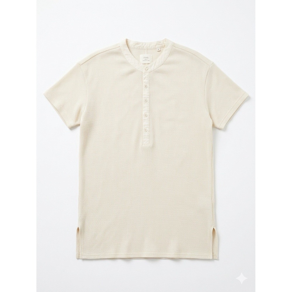 Men's Cream Short-Sleeve Henley Shirt